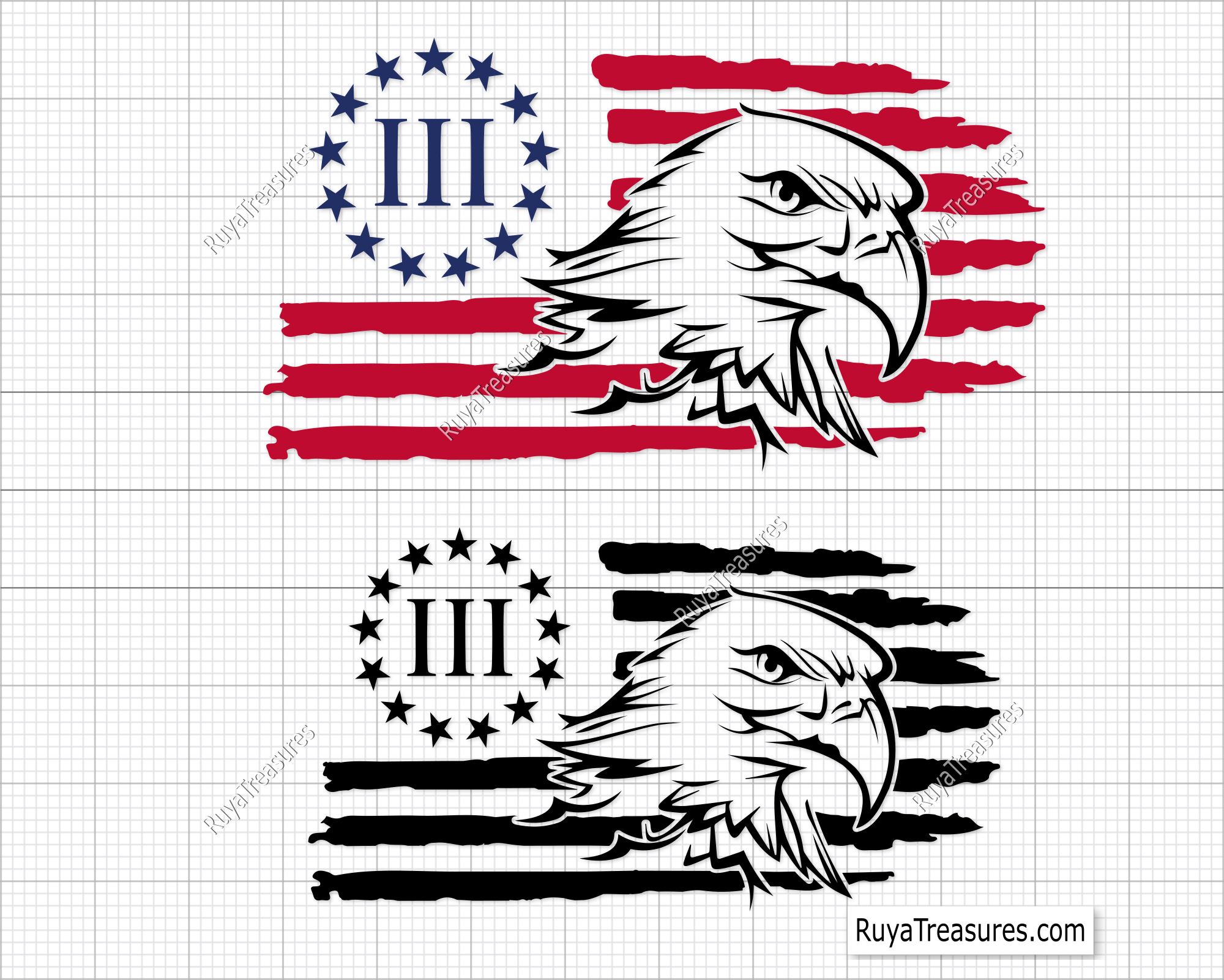 3 Percenter Flag with Eagle Svg