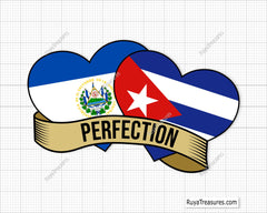 Cuba El Salvador Heart Flag Png