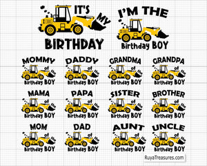 Birthday Family Svg, I'm and Digging It Construction Birthday Svg, Excavator Svg