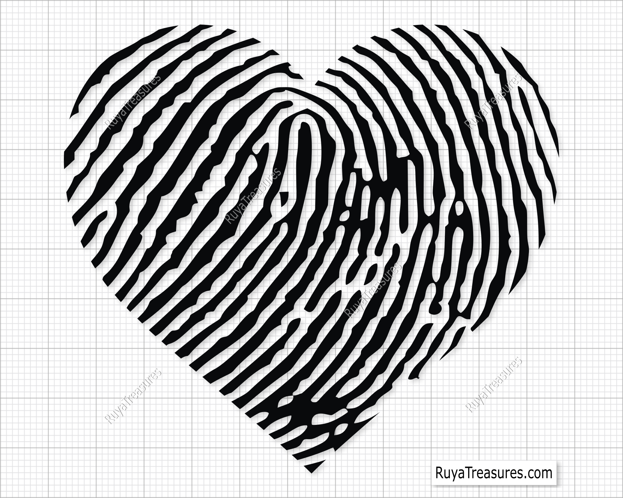 Heart Fingerprint Svg, Fingerprint Heart Shape Svg, Romantic Svg