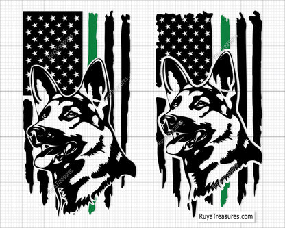 German Shepherd Green Line Svg