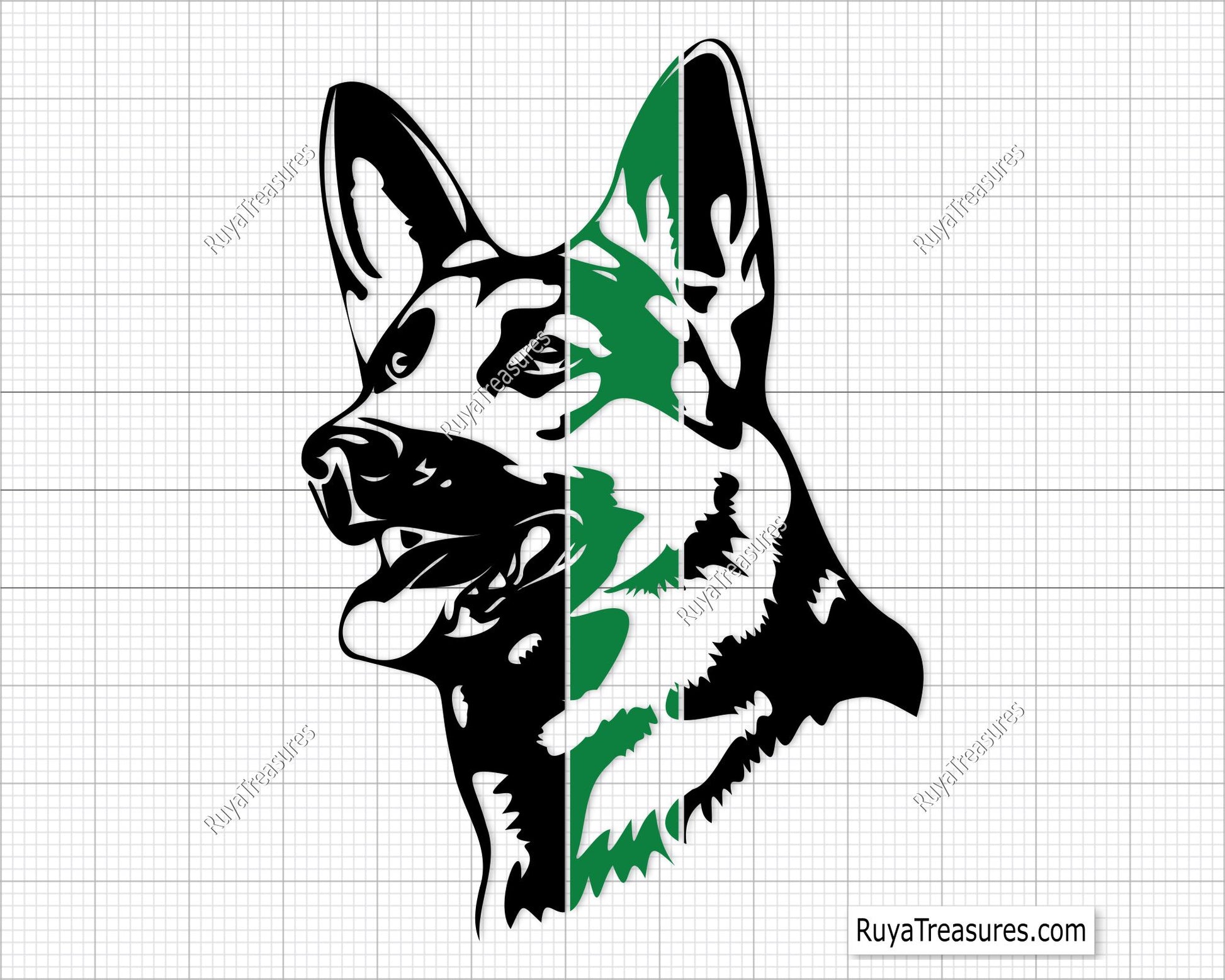 German Shepherd Green Line Svg