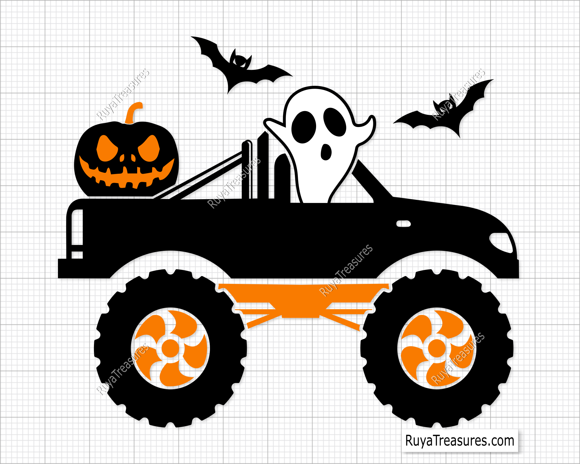 Ghost Monster Truck Svg Png, Halloween Truck Svg, Spooky Monster Svg