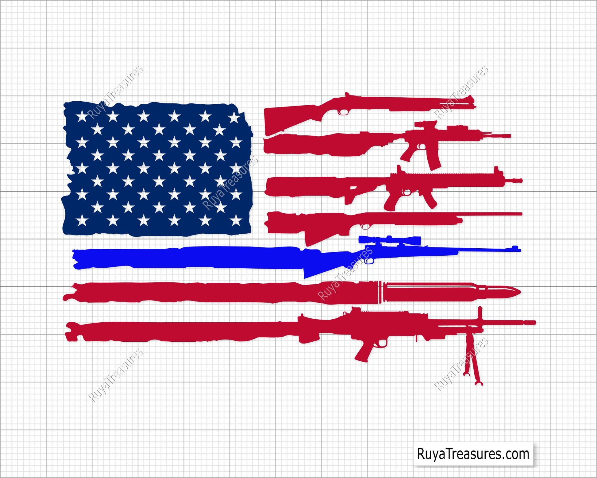 American Guns Flag Svg