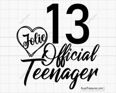 Julie 13 Official Teenager Svg, 13th Birthday Svg, Birthday Girl Svg