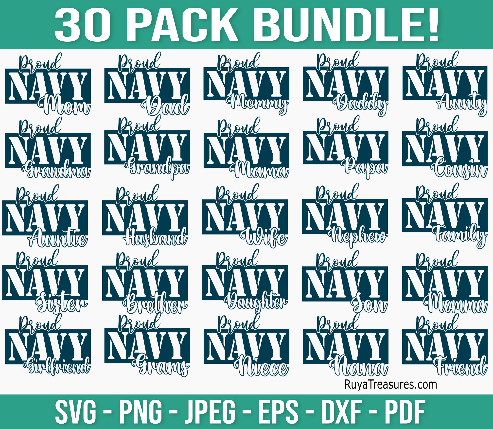 Proud Navy Family Bundle Svg Png