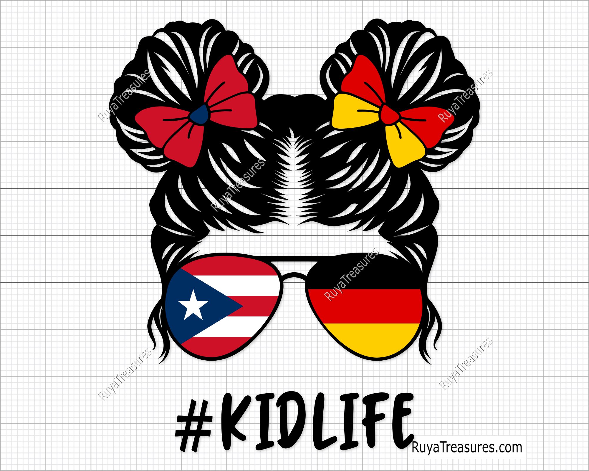 Puerto Rico and German Kidlife Flag SVG PNG