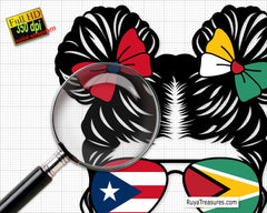 Guyana and Puerto Rico Kidlife Flag Svg Png, Guyanese Flag Svg