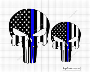 Punisher Blue Line  Svg