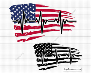 US Flag Heartbeat Svg Png