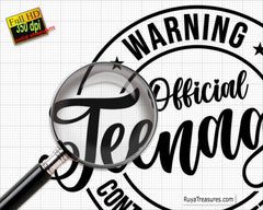 Warning Official Teenager May Contain Attitude Svg Png, 13th Birthday Svg